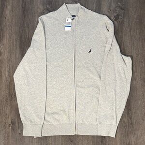 Nautica Men's Light Gray Zip-Up Sweater